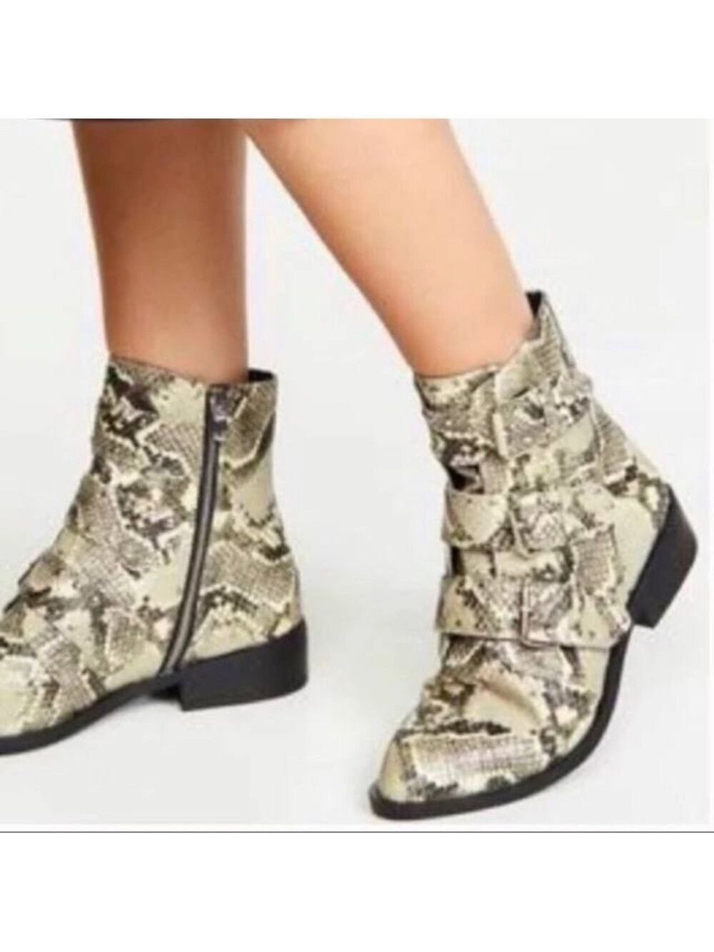Women’s Steven by Steven Madden Harmon Snake Print Moto Boots 9 US!
